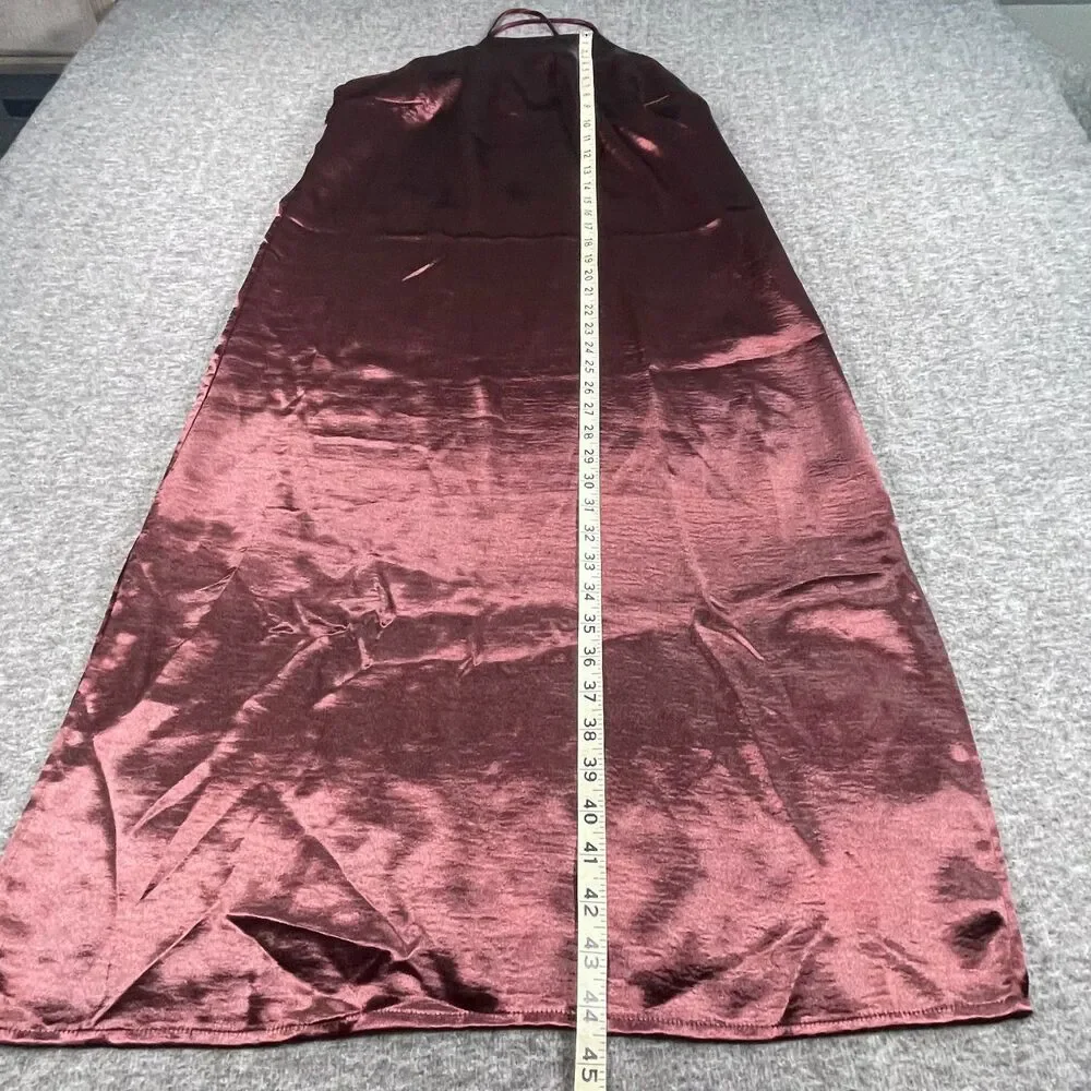 A New Day Medium Liquid‎ Satin Halter Midi Slip Dress Burgundy Plum, Minimalist
